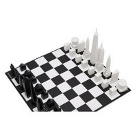photo Skyline Chess - Tablero de ajedrez acrílico London vs New York Edición especial (con mesa de juego 2